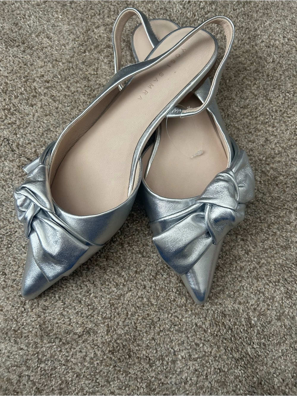 Yosi Samra Violet flats silver 10 NWOB